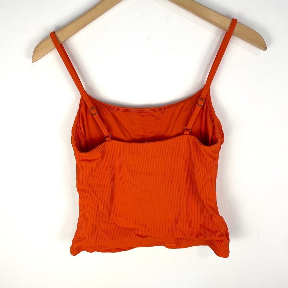 Andie The Longline Tank Tankini In Ribbed Siren Orange Size Small New - Picture 6 of 10